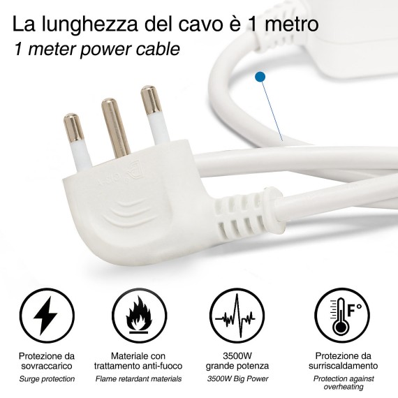 6-way power strip: 2 Schuko + 4 dual-use 10/16A...