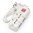 6-way power strip: 2 Schuko + 4 dual-use 10/16A sockets, 1.5 m cable and illuminated switch