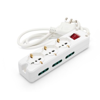 9-way power strip: 3 Schuko 10/16A dual-purpose sockets +...