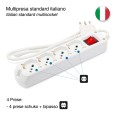 Multiprise avec interrupteur lumineux, 4 prises double usage 16 A, câble de 1,5 m