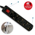 4-way multipurpose Schuko power strip + 10/16A with switch, 1m cable and 16A plug