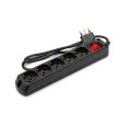 5-way multipurpose Schuko power strip + 10/16A with switch, 1m cable and 16A plug