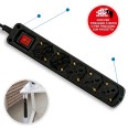 5-way multipurpose Schuko power strip + 10/16A with switch, 1m cable and 16A plug