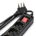 5-way multipurpose Schuko power strip + 10/16A with switch, 1m cable and 16A plug