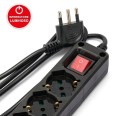5-way multipurpose Schuko power strip + 10/16A with switch, 1m cable and 16A plug