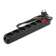 Regleta multiusos Schuko de 6 tomas + 10/16A con interruptor, cable de 1m y enchufe de 16A
