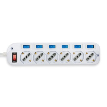 6-Way 10/16A Schuko Power Strip