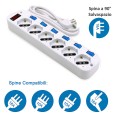 6-Way 10/16A Schuko Power Strip
