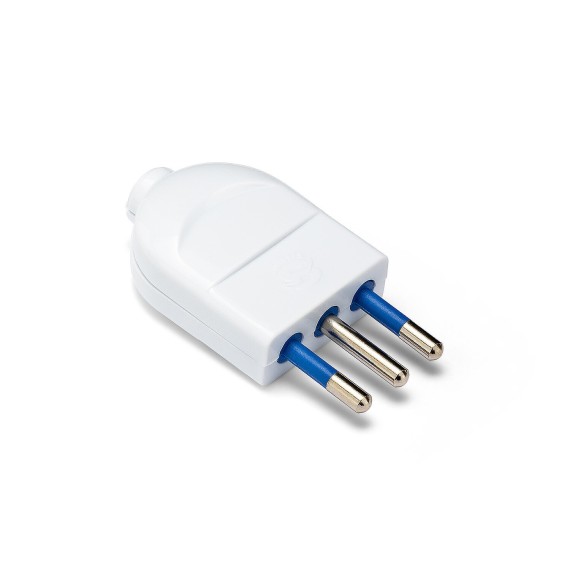 Enchufe recto, 2P+T, 10A, 230V, blanco mate