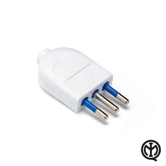 Enchufe recto, 2P+T, 10A, 230V, blanco mate