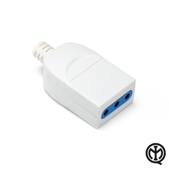 Flying Socket: 10A, 2P+T, 230 V, Matt White