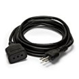 Cable alargador de 5 m, enchufe y toma de 10 A, cable negro de 3 g y 0,75 mm²