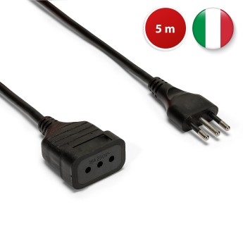 5m extension cord, 10A plug and socket, 3g 0.75 mm² black... 2