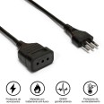 Cable alargador de 5 m, enchufe y toma de 10 A, cable negro de 3 g y 0,75 mm²