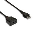 Cable alargador de 5 m, enchufe y toma de 10 A, cable negro de 3 g y 0,75 mm²