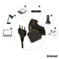 Cable alargador de 5 m, enchufe y toma de 10 A, cable negro de 3 g y 0,75 mm²