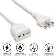 10 m Verlängerungskabel, 16-A-Stecker und -Buchse, 3 AWG 1 mm² weißes Kabel