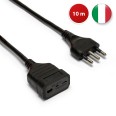 Rallonge de 10 m, prise et fiche 16 A, câble noir 3 AWG 1 mm²