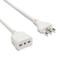 Cable alargador de 3m: enchufe 16A y toma 10/16A, color blanco. Cable 3G1 mm².