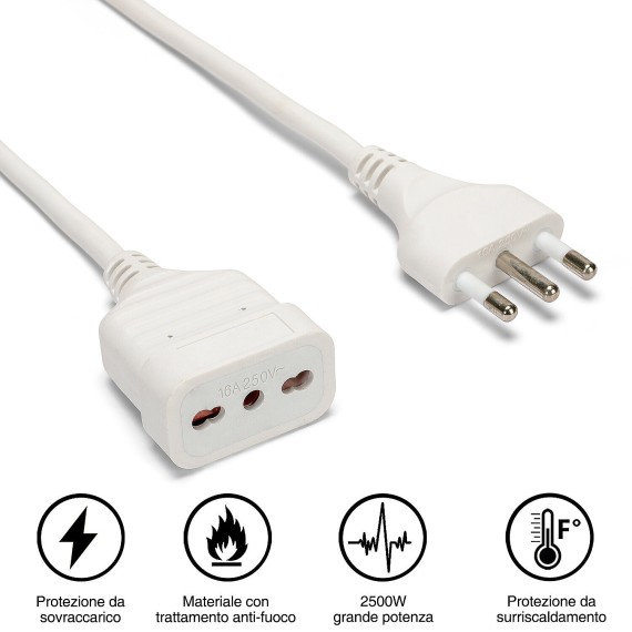 Cable alargador de 3m: enchufe 16A y toma...
