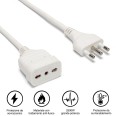 Cable alargador de 3m: enchufe 16A y toma 10/16A, color blanco. Cable 3G1 mm².
