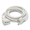 5m extension cord: 16A plug and 10/16A socket, white. 3G1 mm² cable.