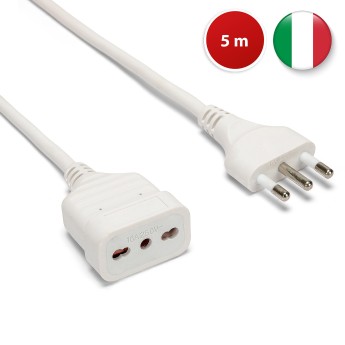 5m extension cord: 16A plug and 10/16A socket, white. 3G1... 2