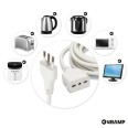 5m extension cord: 16A plug and 10/16A socket, white. 3G1 mm² cable.