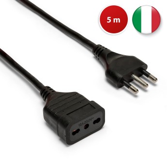 Rallonge de 5 m, prise et fiche 16 A, câble noir 3 AWG (1... 2