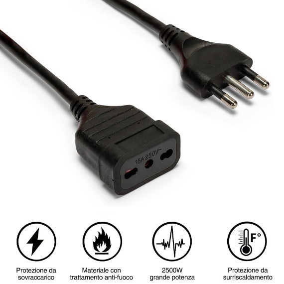 5 m Verlängerungskabel, 16-A-Stecker und...