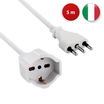 5m extension cord: 16A plug and socket (Schuko + 10/16A),... 2