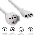 Rallonge de 5 m : prise et fiche 16 A (Schuko + 10/16 A), blanche. Câble 3G 1,5 mm².