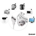 Rallonge de 5 m : prise et fiche 16 A (Schuko + 10/16 A), blanche. Câble 3G 1,5 mm².