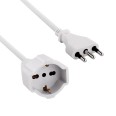 Rallonge de 5 m : prise et fiche 16 A (Schuko + 10/16 A), blanche. Câble 3G 1,5 mm².