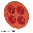 Avvolgitore elettrico bricolage, 4 prese e spina francesi, H05VV-F3G1.5MM2, 15M , NF,CE