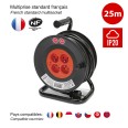 Avvolgitore elettrico bricolage, 4 prese e spina francesi, H05VV-F3G1.5MM2, 25M , NF,CE