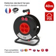 Avvolgitore elettrico bricolage, 4 prese e spina francesi, H05VV-F3G1.5MM2, 40M , NF,CE