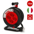 Carrete de cable para bricolaje, 4 conectores, cable H05VV-F3G1.5MM2, 15 m, CE