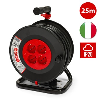 DIY Cable Reel, 4 Sockets, H05VV-F3G1.5MM2 Cable, 25M, CE 2