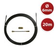 Nylon-steel cable pulling probe, black, Ø6 mm, 20 metres