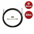 Nylon-steel cable pulling probe, black, Ø6 mm, 40 metres