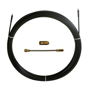 Nylon-steel cable pulling probe, black, Ø6 mm, 50 meters