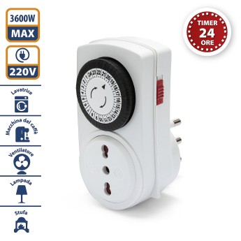 Mini 24-hour daily programmer, with 10/16A plug/socket 2