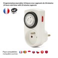 Mini programador diario de 24 horas, con enchufe/toma estándar francés de 16 A