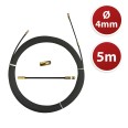Nylon cable pulling probe, black, Ø 4 mm, 5 meters, with fixed terminals