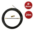 Nylon cable pulling probe, black, Ø 4 mm, 20 meters, with interchangeable terminals