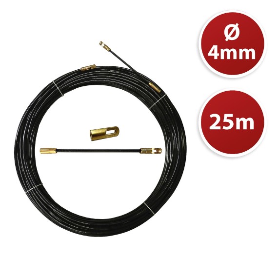 Nylon cable pulling probe, black, Ø 4 mm, 25...