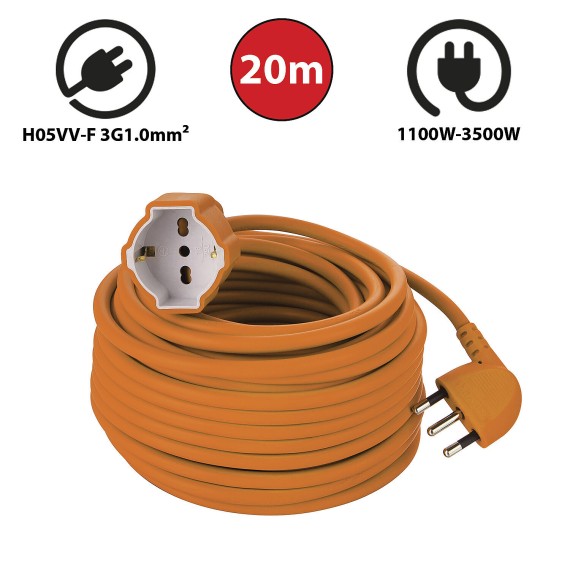 Italian three-pole extension cord, M/F 16A 20...