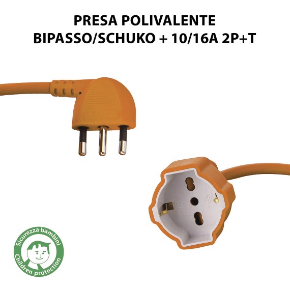 Italian three-pole extension cord, M/F 16A 20...