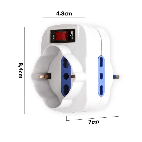 Rotating adapter: 1 x 10A plug vs. 2 x 10/16A...